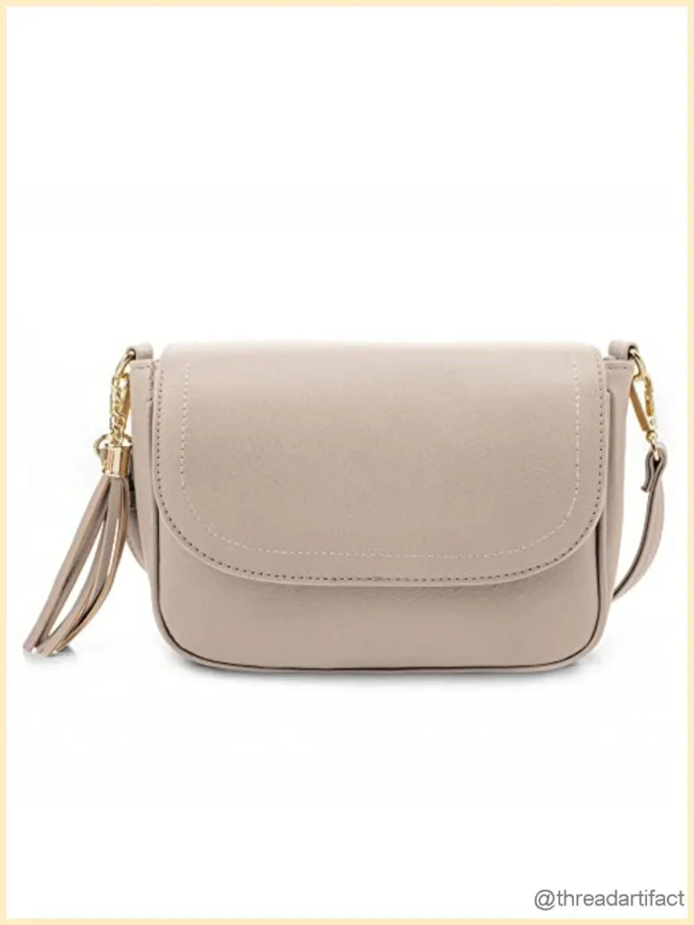 Small Flap Saddle Crossbody Bag with Tassel Vegan Leather Shoulder Purse